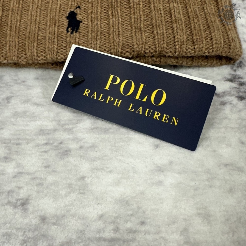 NWT - Polo Ralph Lauren Men's Adult Cuffed Beanie Winter Hat Brown Tan One Size - Picture 2 of 7